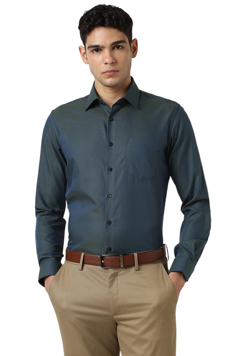 Van Heusen Men's Slim Fit Premium Ceremonial 100% Cotton Print Shirt