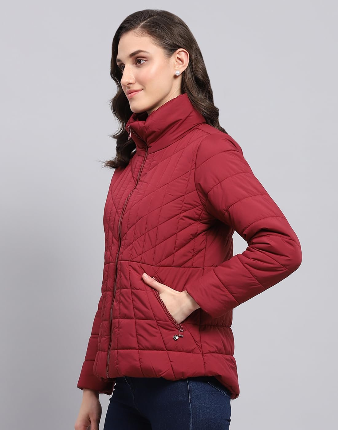 Monte Carlo Womens Solid High Neck Full Sleeve Jacket (224067520) - Image 2