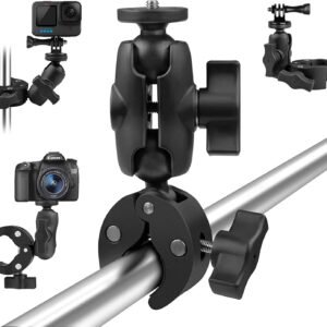 ADOFYS Action Camera and Mobile Universal Aluminium Alloy Mount with Two 360° rotational Angle and with Quick Release clamp for Motorcycle and Bicycle Compatible with Action Camera and Mobile Phone