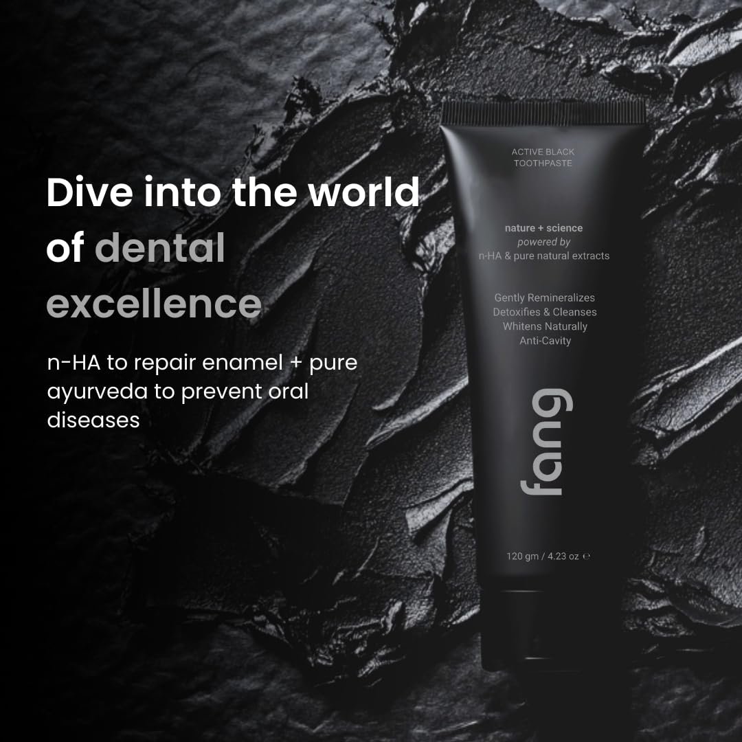 Fang Natural Toothpaste|Teeth Whitening|Heals Sensitive Teeth|Fights Cavities, Gum Diseases & Bad Breath|SLS & Chemical Free |Organic, Vegan (Pack of 1, Activated Charcoal) - Image 2