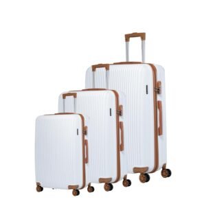 Maleta Neo Set of 3 Trolley Bag Cabin+Medium+Large | Hardside Luggage | Luggage Bags for Travel | Suitcase for Travel (White, Set of 3 (Small – Medium – Large))
