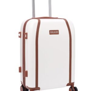 FUR JADEN The Wayfarer 65cm Polycarbonate Travel Luggage Suitcase with 8 StealthTech Silent Shock Absorbing Wheels, TSA Lock & Aviation Grade Telescopic Trolley (Oyester White, Check-in 24″)