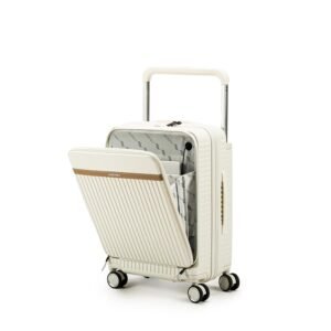 THE ASSEMBLY Polycarbonate Spinner Cabin Trolley Bag -50 Litres | 4 Wheels, Premium Hard-Sided Wide Handle Luggage With In-Built Tsa Lock & Usb Charging Port – 55 Cms | Roverpro, White