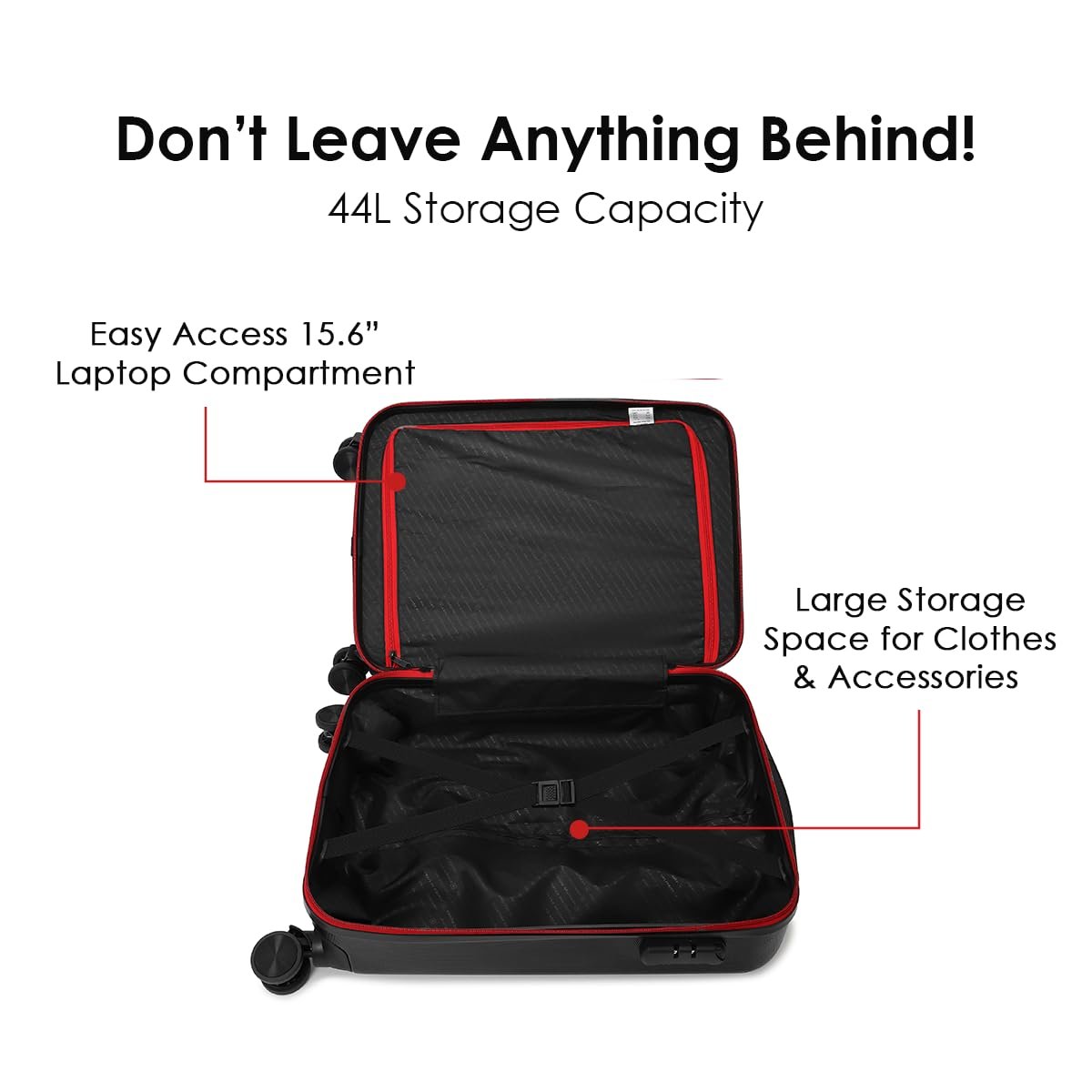 Swiss Military Primus Luggage Bag, Textured Hard-Sided Trolley Bag, Cabin Luggage, Suitcase for Travel, Overnighter Trolley Bags| Durable ABS Body, Ergo 360° Rotatable Wheels, 20 inches, 44L, Black, 1 - Image 2