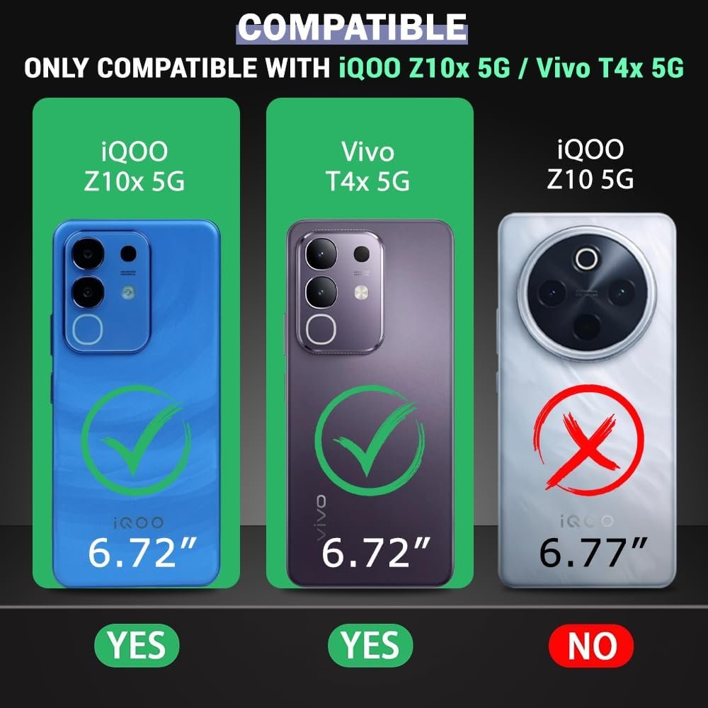 TheGiftKart Hybrid Shockproof Back Cover Case for iQOO Z10x 5G / Vivo T4x 5G | Stylish Camera Border | Plated Buttons | Crystal Clear Hard Cover for iQOO Z10x / Vivo T4x (TPU & PC, Smoked Bumper) - Image 2