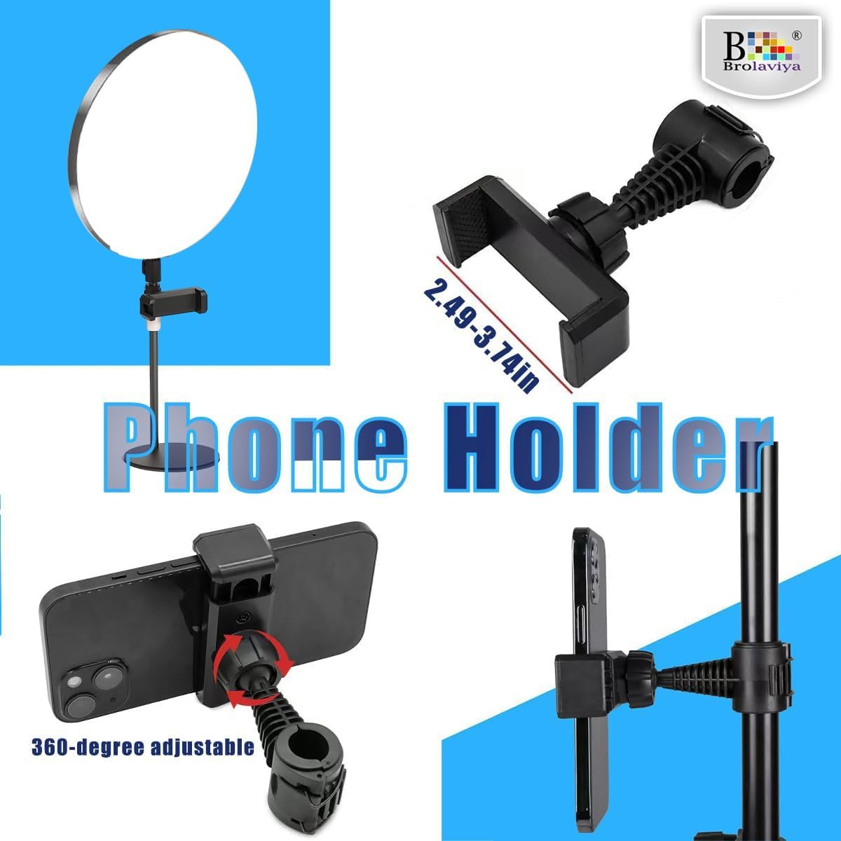 BROLAVIYA Full Screen Fill 10-inch LED Ring Light with Remote Control and Phone Holder, 1/4" Ball Head for Camera, Webcam, for Photography, Video, YouTube, Reels, TikTok, Desktop, Bedroom, Office. - Image 8