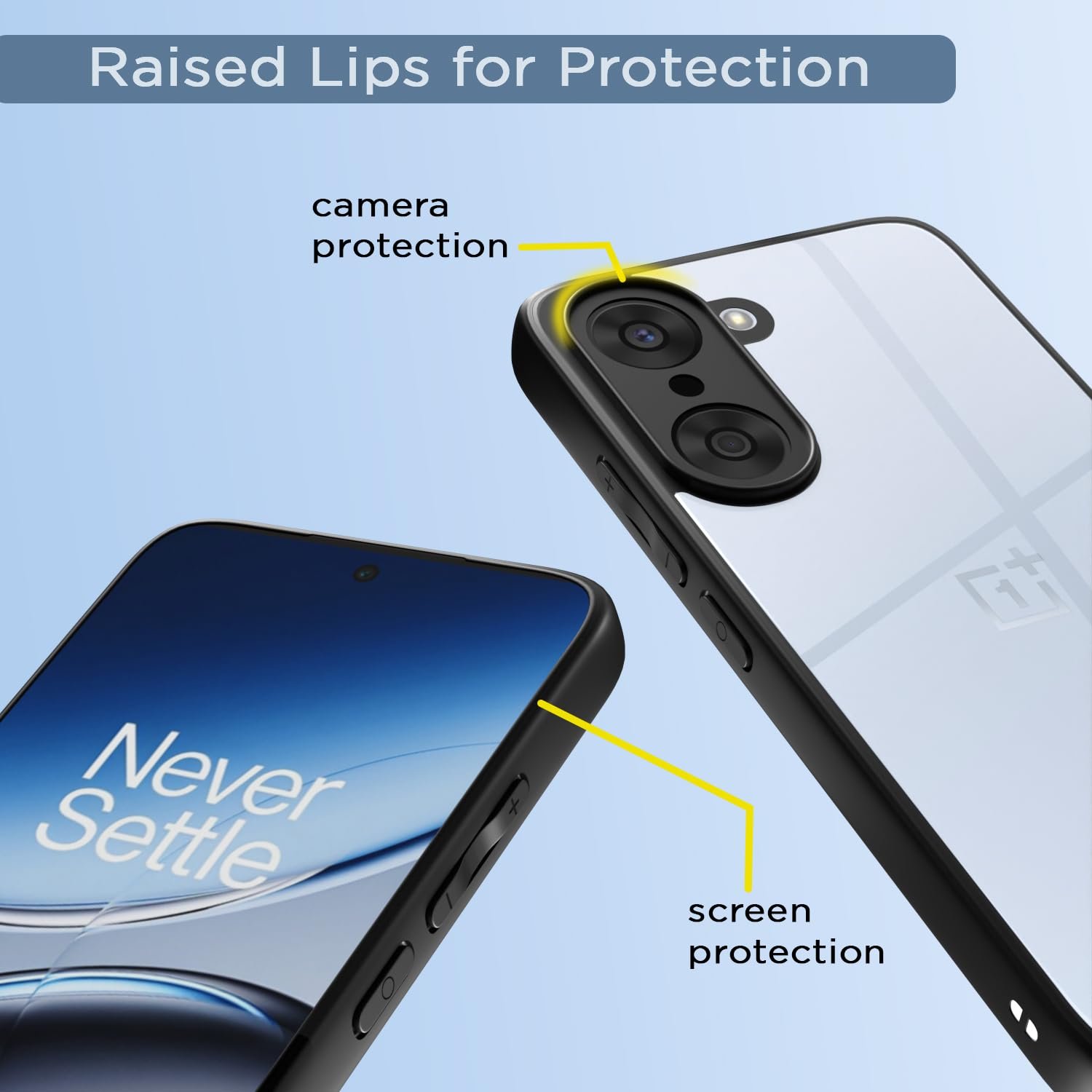 Pikkme Back Cover Compatible with OnePlus Nord Ce 5 5G Shockproof Sleek Hybrid Armor Bumper Case(Black) - Image 4