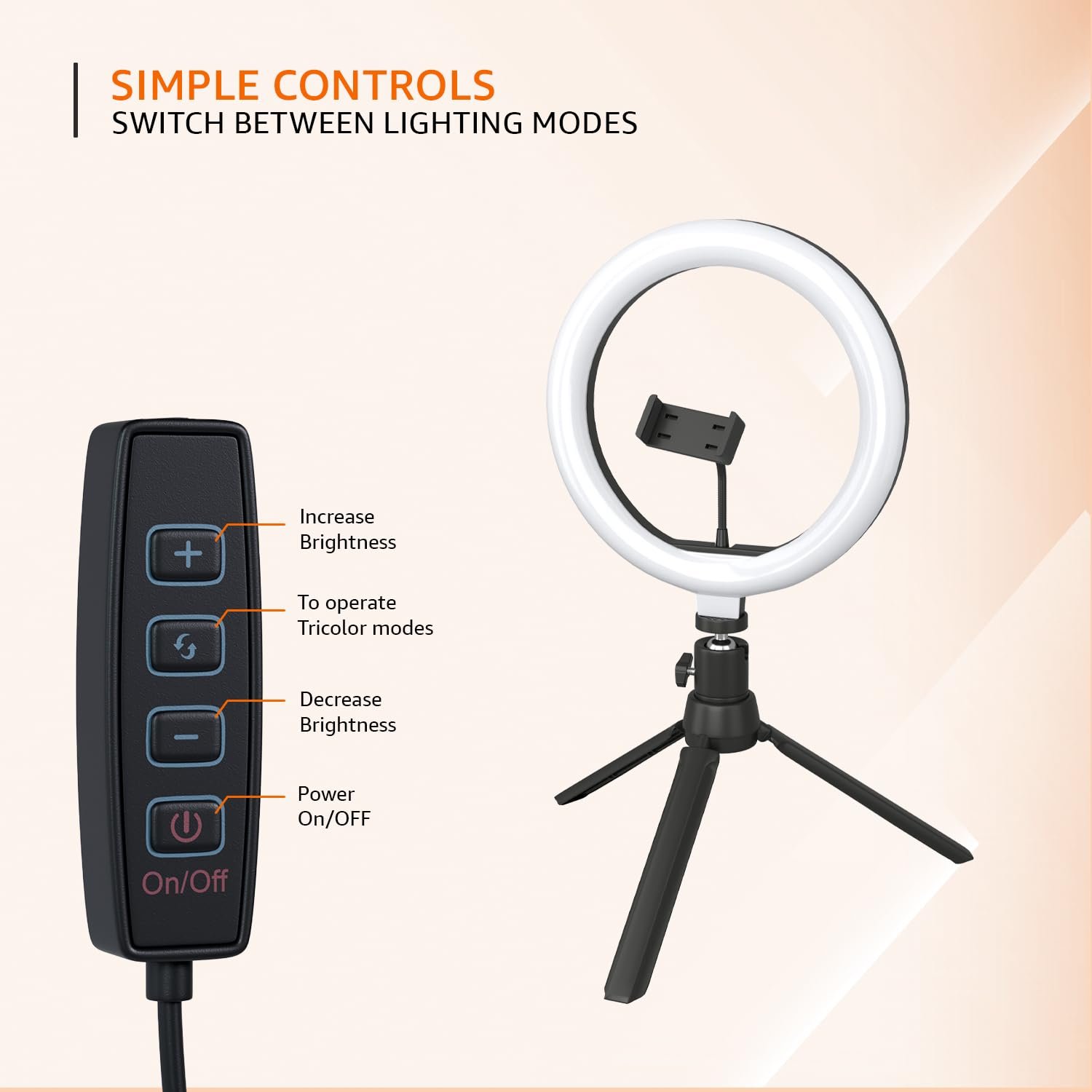 Amazon Basics 12-inch Professional LED Ring Light with Tripod Stand | 3 Color Temperature Modes | 10 Brightness Settings | Suitable for Photoshoot, Makeup, Videography - Image 3