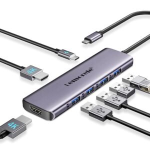 Lemorele 7-in-1 USB-C Hub Docking Station for Laptops | 4K Dual HDMI | USB 3.0 | 3 x USB 2.0 | 100W PD | Compatible with MacBook Pro, Dell, HP, Surface, and Lenovo Yoga