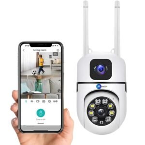 Maizic Smarthome Wi-Fi Indoor Camera 3MP HD Pan-Tilt Zoom CCTV Camera, Outdoor Indoor Security 2 Way Talk, Color Night Vision, Motion Detection, Multi User View (S-Dual Lens MINI PTZ/06)