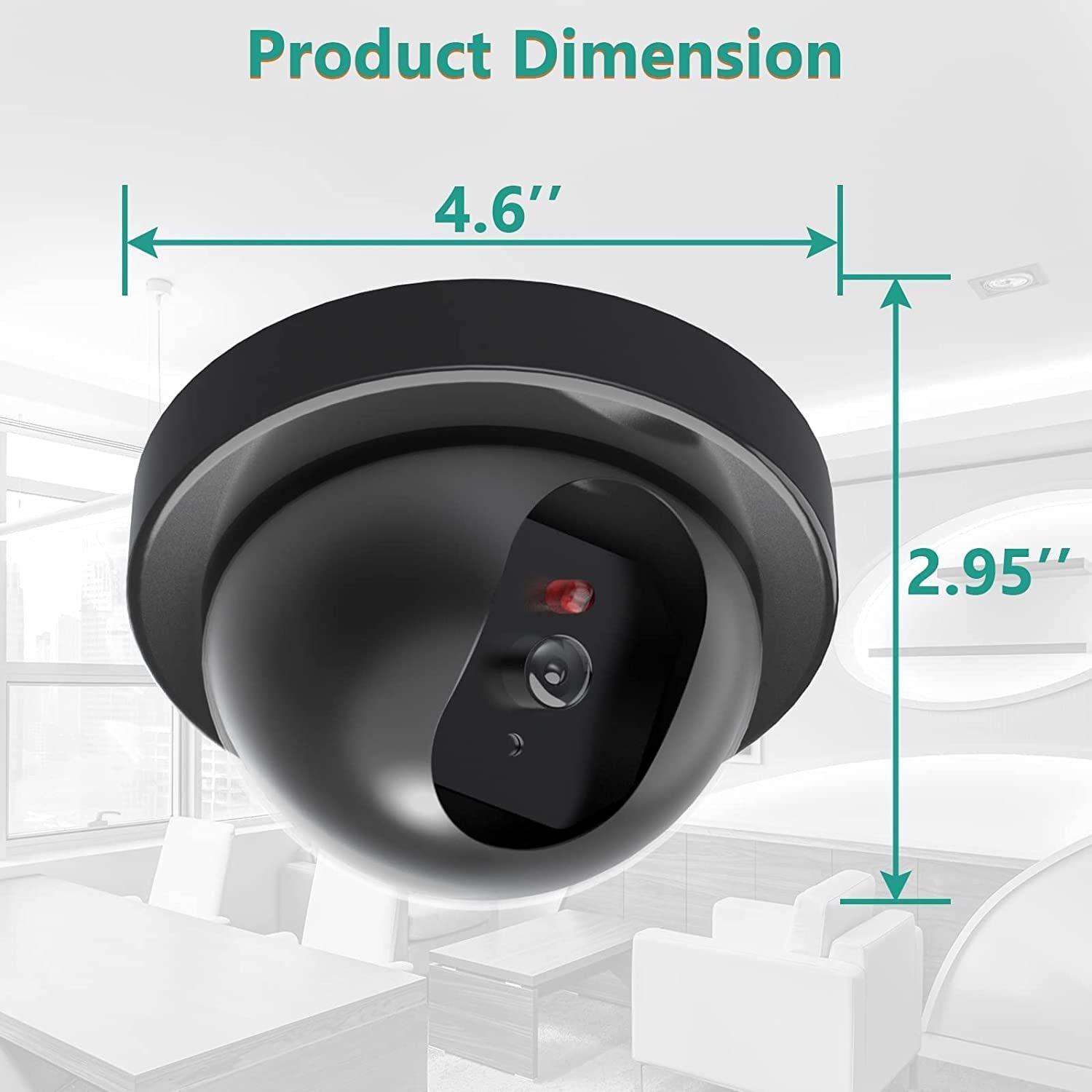 Dummy Fake Camera Security CCTV Dome Cameras with Flashing Red LED Light for Indoor Outdoor Home Business IR Security CCTV False Outdoor Camera Fake Dummy Security Camera Realistic Looking (1, Black) - Image 6