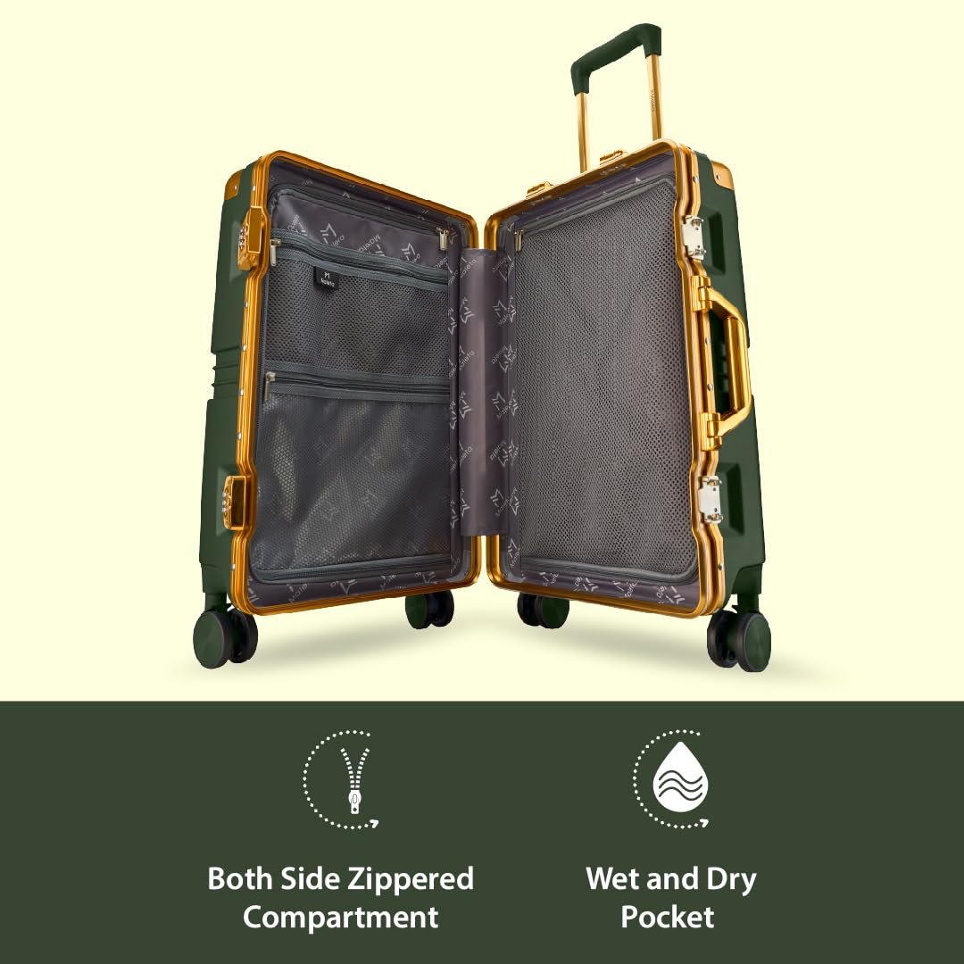 Maleta Gold Series Cabin and Check-in Medium Luggage| 20’’ and 24’’ | Aluminium Frame,Dual TSA Lock | Trolley Bags for Travel Set of 2 | Suitcase | Luggage Bags (Green, Set of 2 (Small-Medium)) - Image 7