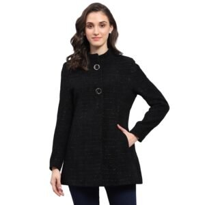 Monte Carlo Womens Self Design Round Neck Full Sleeve Coat (224067311)