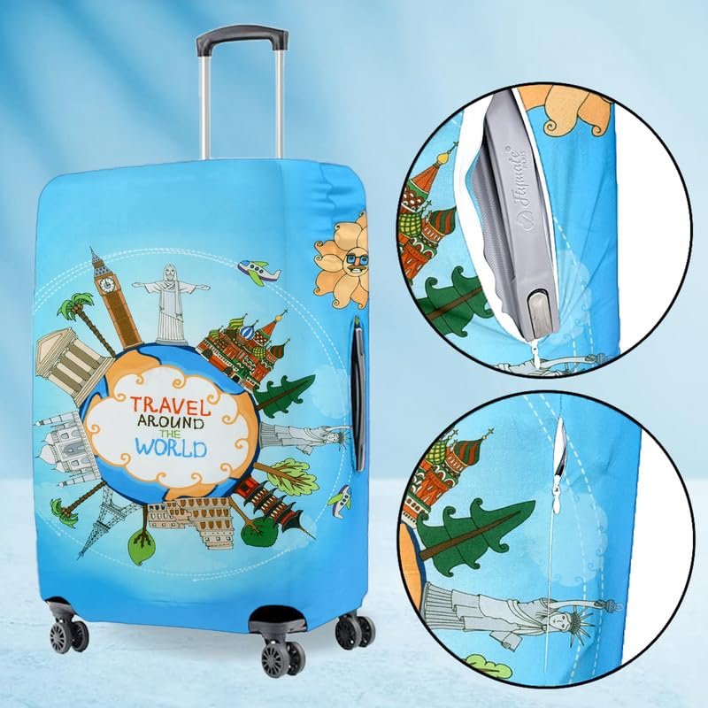 Cortina Luggage Cover Trolley Travel Covers | Washable Dust Proof Anti-Scratch Suitcase Protector | Medium - Sky Blue - Image 2