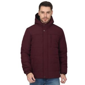 Cantabil Solid Maroon Full Sleeves Hooded Regular Fit Men’s Casual Jacket | Casual Winter Jackets for Men | Mens Jackets for Winter Wear (P_MJKT00274)