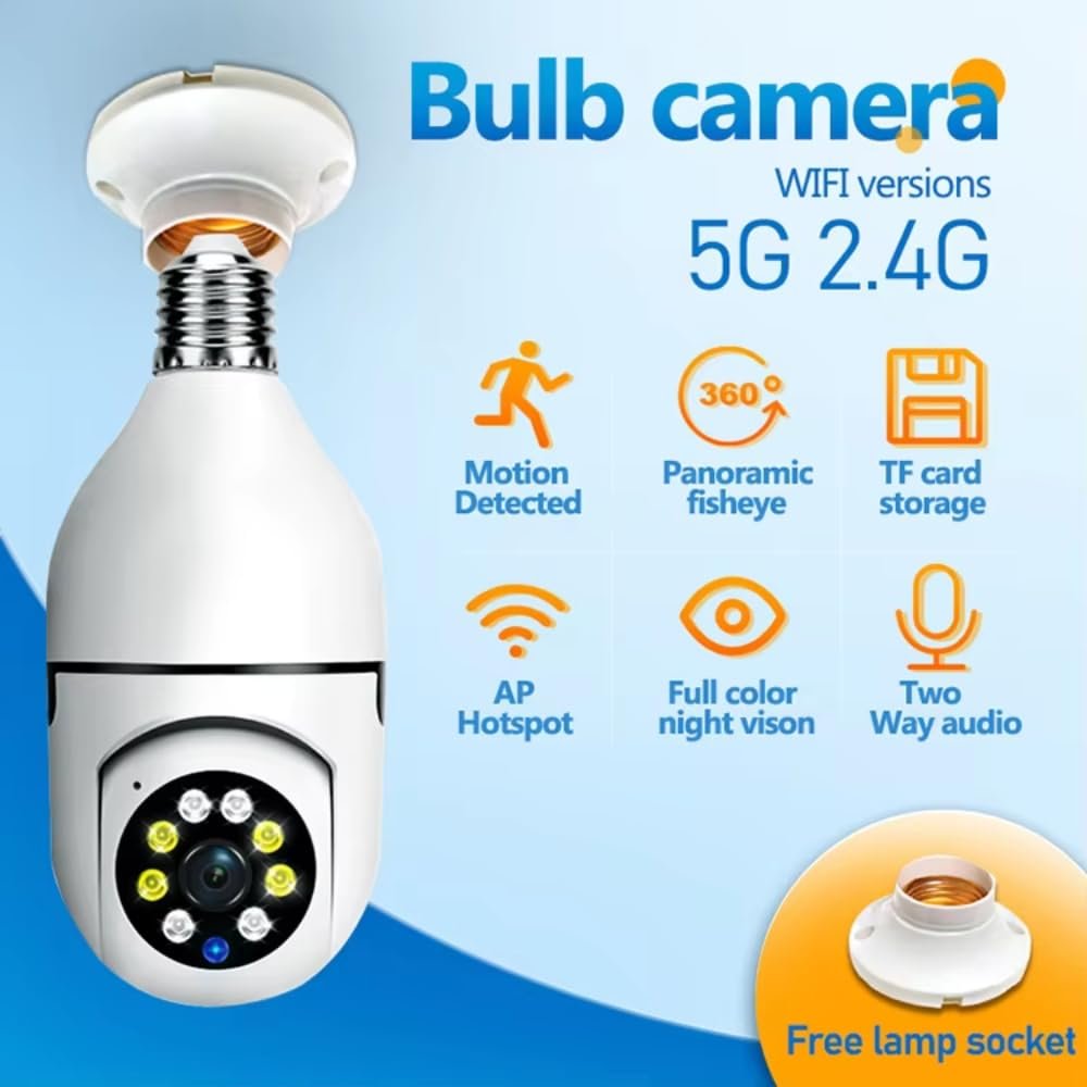 Maizic Smarthome Smart Robo Bulb Camera with Live View 2 Way intercom Sd Card Recording 360 Panoramic View Motion Detection 6 Months Warranty - Image 2