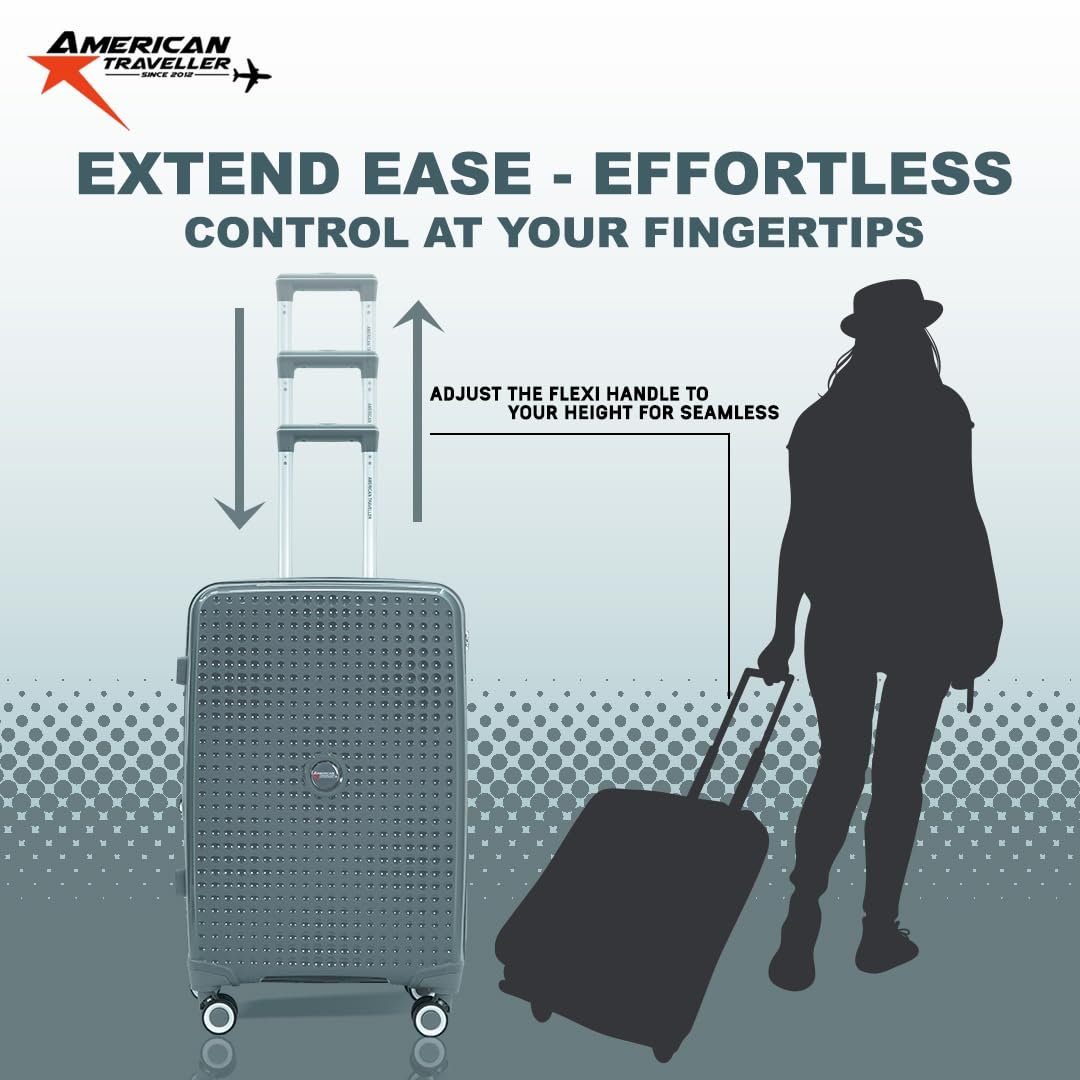 American Traveller Tourispro 2.0 Trolley Bags Lightweight Set of 3 Large and Expandable Suitcase Hardshell Polypropylene Travel Luggage Bag with TSA Type Lock & 8 Disc Wheels. (3, Charcoal Gray) - Image 8