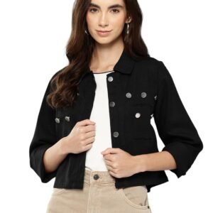 Aarika Womens Casual Wear Blue Colour Solid Denim Jacket