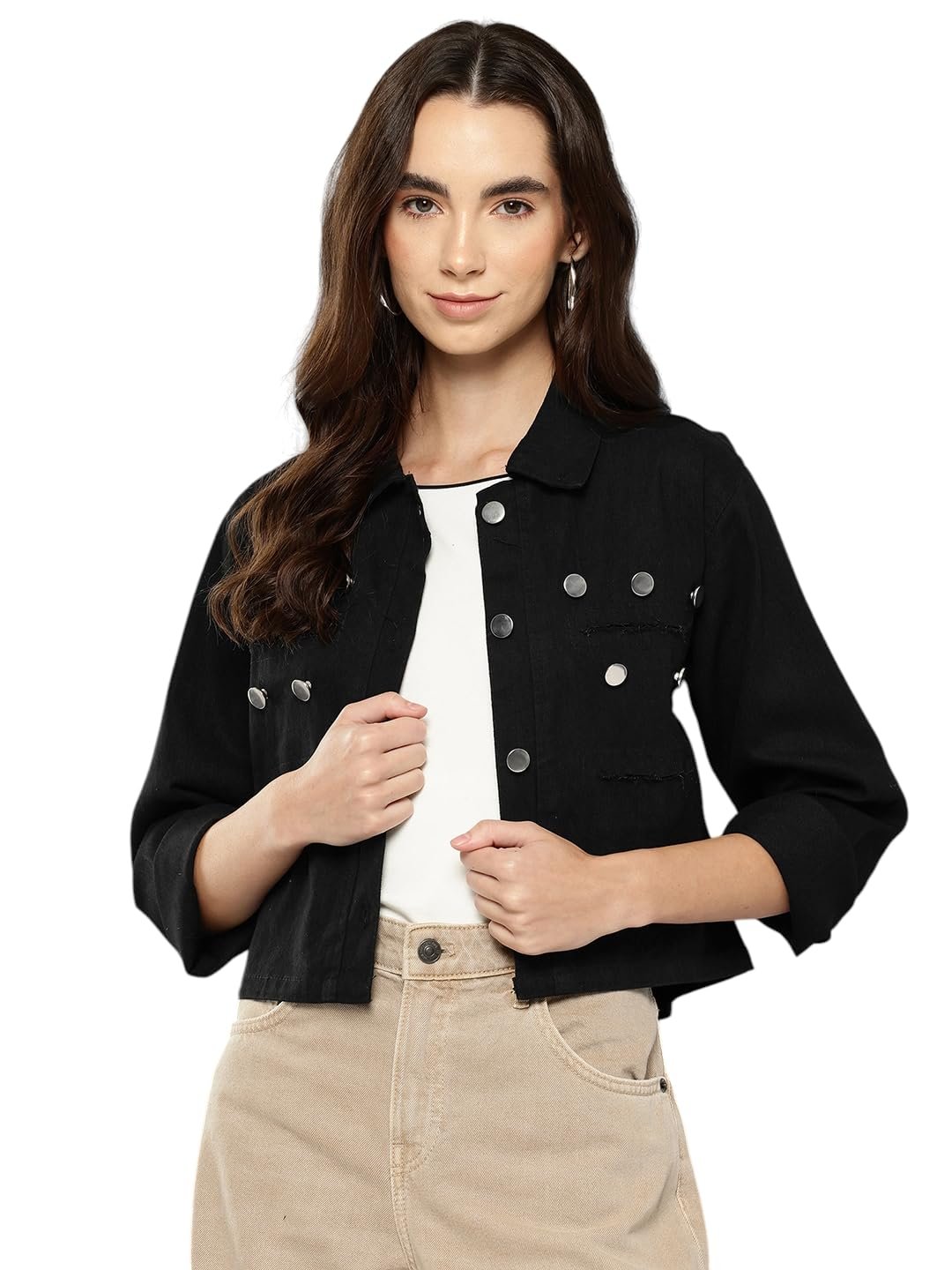 Aarika Womens Casual Wear Blue Colour Solid Denim Jacket