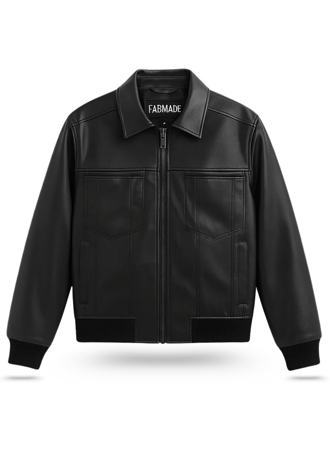 Men�s Leather Shacket A4 in Black | Premium Faux Leather Overshirt Jacket with Button Closure & Full Sleeves | Stylish Slim Fit Casual