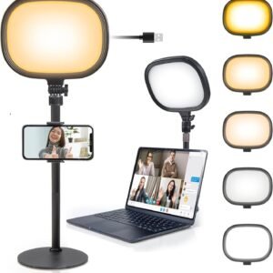 Adofys Slab Key Light for Video Shooting YouTube, Tripod Stand with Light Five Color Temperatures 3200K-5600K, Adjustable Brightness 1455 Lumens, CRI 95+ with Extendable Stand for Content Creation.