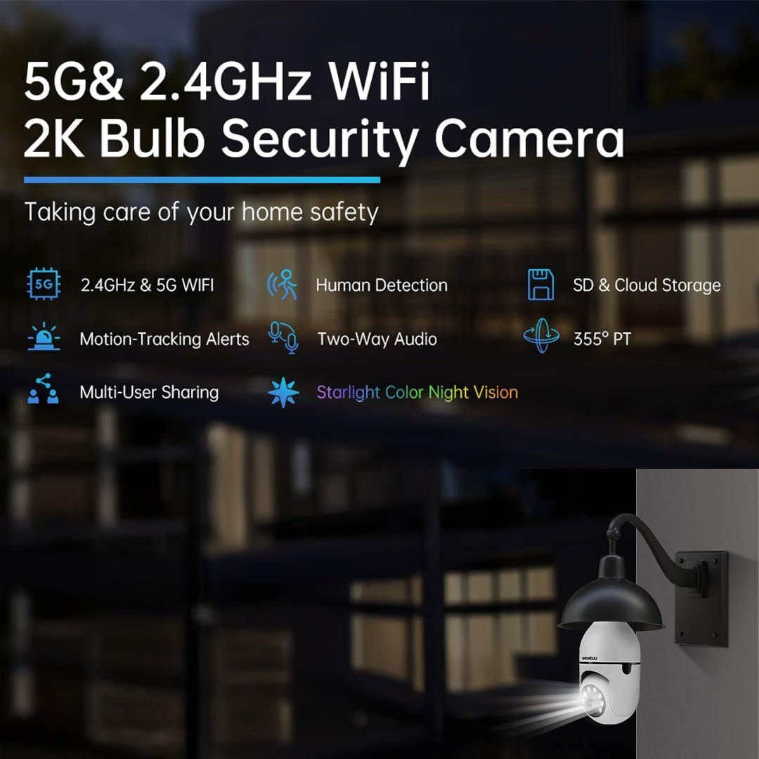 Golens WiFi CCTV 3MP Bulb Camera for Home Outdoor | 1080P HD | Pan & Tilt | Night Vision | Motion Alert | E27 CCTV | Real-time Alert | 2-Way Audio | Wireless Camera | WC10K - Image 5