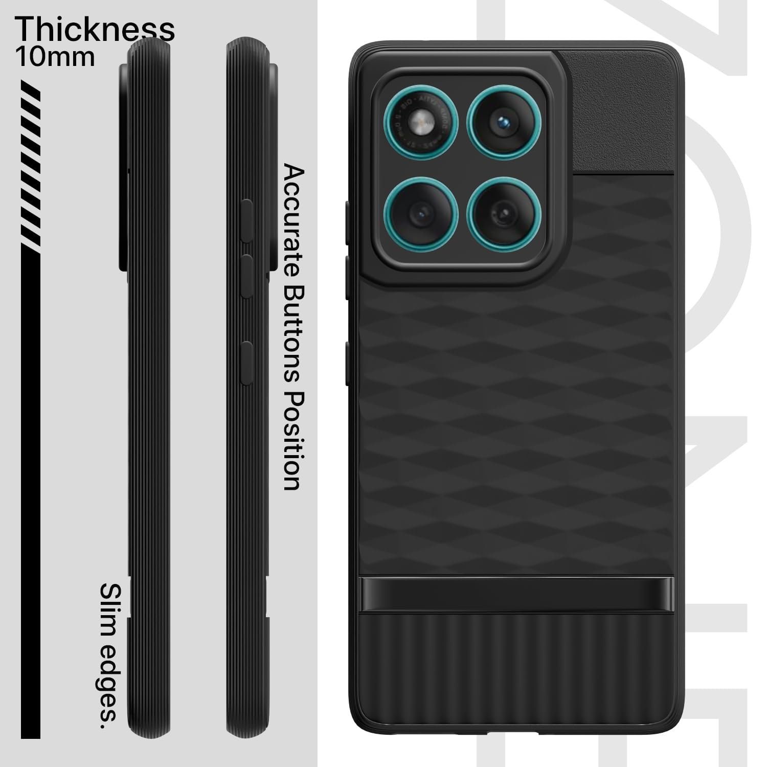 Outlouders Back Cover for Motorola Moto Edge 60 5G / Motorola Moto Edge 60 Fusion 5G | Full Camera Protection | TPU Soft Flexible Shockproof Bumper Case (Black) - Image 3