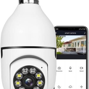 TECHNOVIEW WiFi Wireless CCTV Camera 1080p Bulb Shape PTZ V380 Pro Security Camera with LED Lights & Auto Tracking Motion Detection and Two Way Audio Night Vision Remote Viewing Indoor Camera