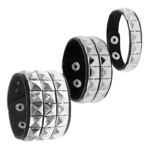 3Pcs Gothic Jewellery, Punk Bracelet, Leather Bracelet for Men – The Style Sutra PU Studded Punk Unisex Wrap Bangle Fashion Gift