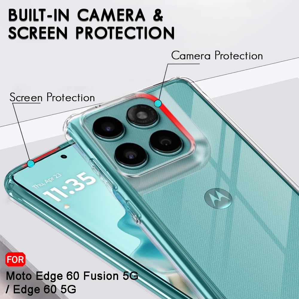 TheGiftKart Hybrid Shockproof Back Cover Case for Motorola Moto Edge 60 Fusion 5G / Moto Edge 60 5G | Hard Back Cover Case (PC & TPU, Transparent Clear Back, Clear Sides) - Image 2