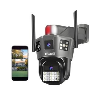 GOLENS 3MP HD Dual Lens WiFi CCTV Camera for Home Outdoor | Color Night Vision | 355° PTZ | AI Motion Tracking | Two-Way Audio | Waterproof IP66 | Phone Push Alarm | Built-in Siren (WC15K)