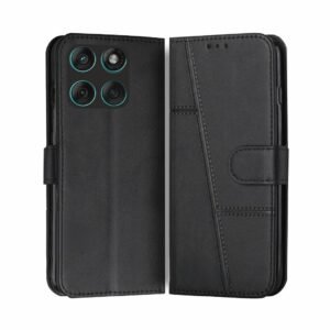 Compatible for Motorola Edge 60 5G / Motorola Edge 60 Fusion 5G Flip Cover Leather Finish | Inside TPU with Card Pockets | Wallet Stand | Complete Protection Flip Case Black