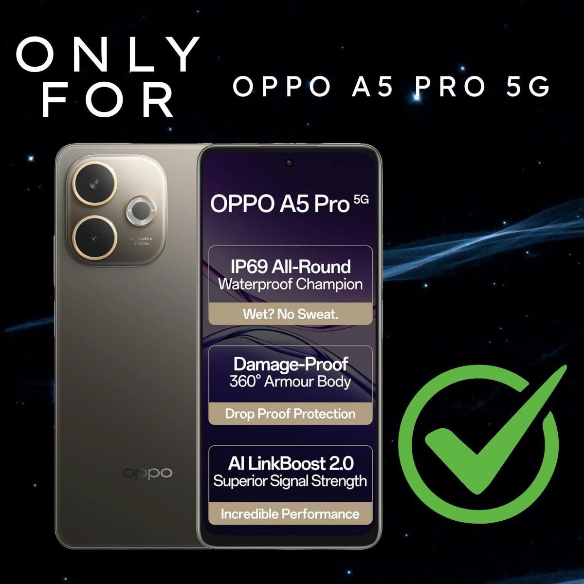 SHINESTAR Soft Silicone Back Case for Oppo A5 Pro 5G | Shockproof Air Dotted Design | Anti-Fingerprint Matte Texture | Full Camera & Corner Protection - Black - Image 2