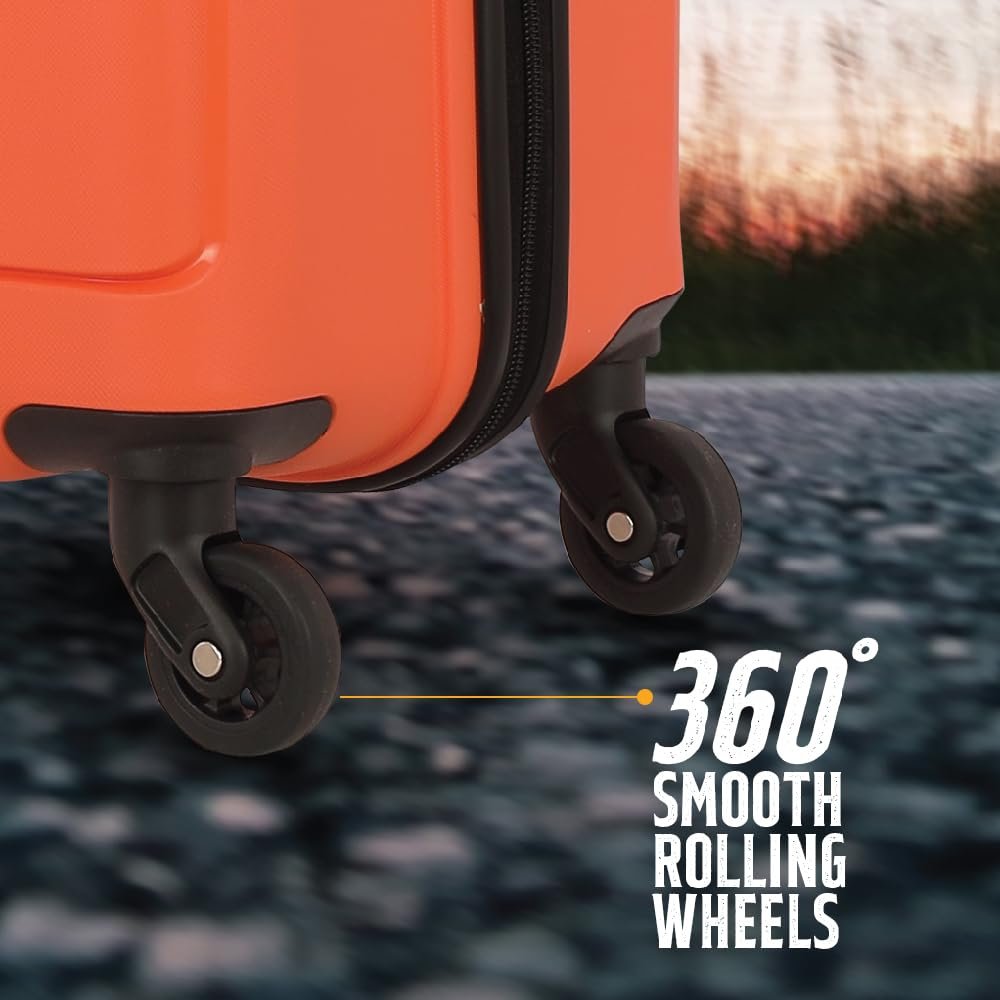 Kamiliant American Tourister Cabin Harrier 56 Cms Small Polypropylene Hard Sided 4 Wheeler Spinner Wheels Carry-On Luggage (Carrot-Orange) - Image 7