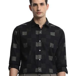 MUFTI Black Chequer Slim Fit Shirt