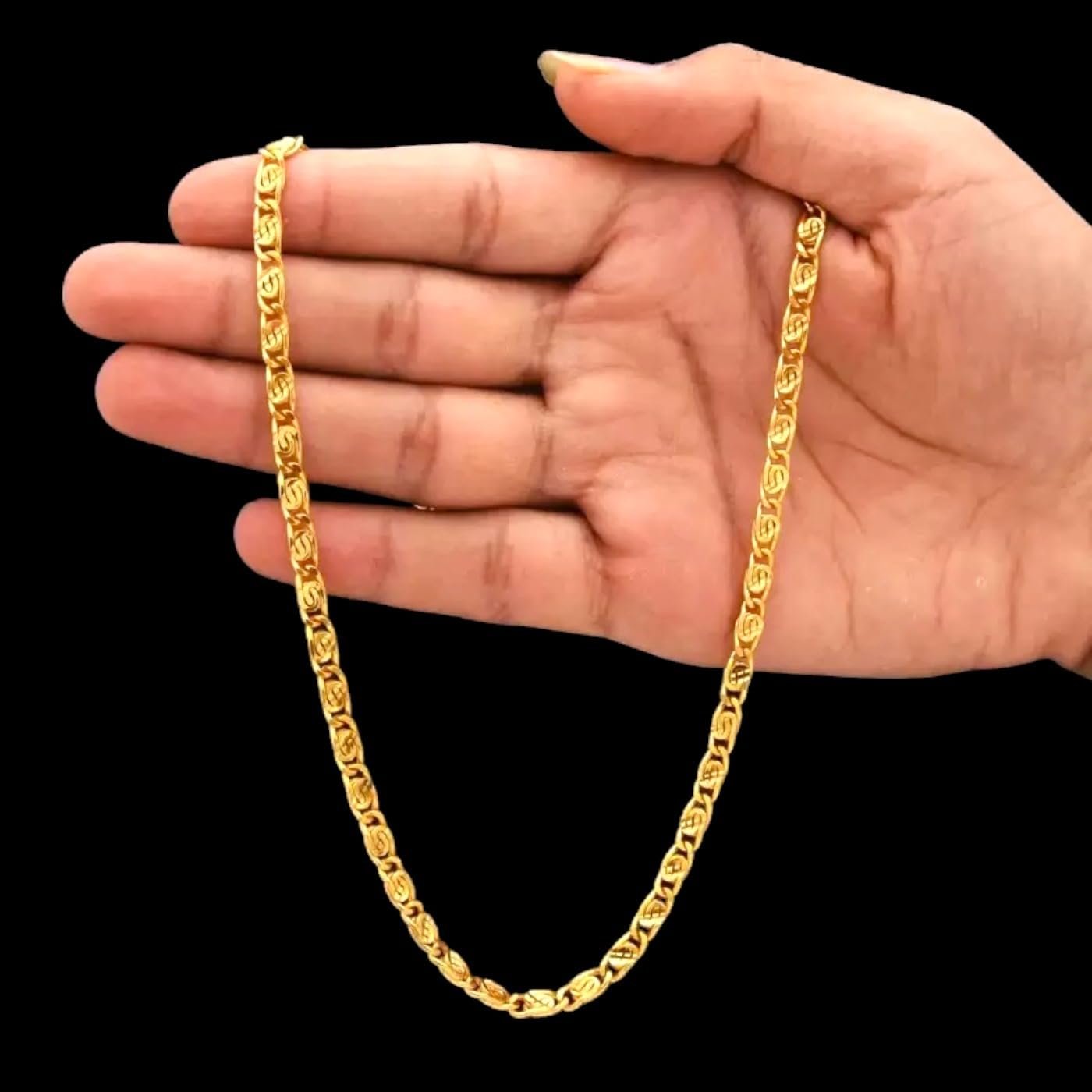 Fashion Jewelry Neck Chain for Men & Women: Gold Plated Luxurious Glamour Lightweight Necklace Chain- Perfect for Everyday and Office Wear for Men & Women (Unisex) -OSAK010-IG CHAIN - Image 3