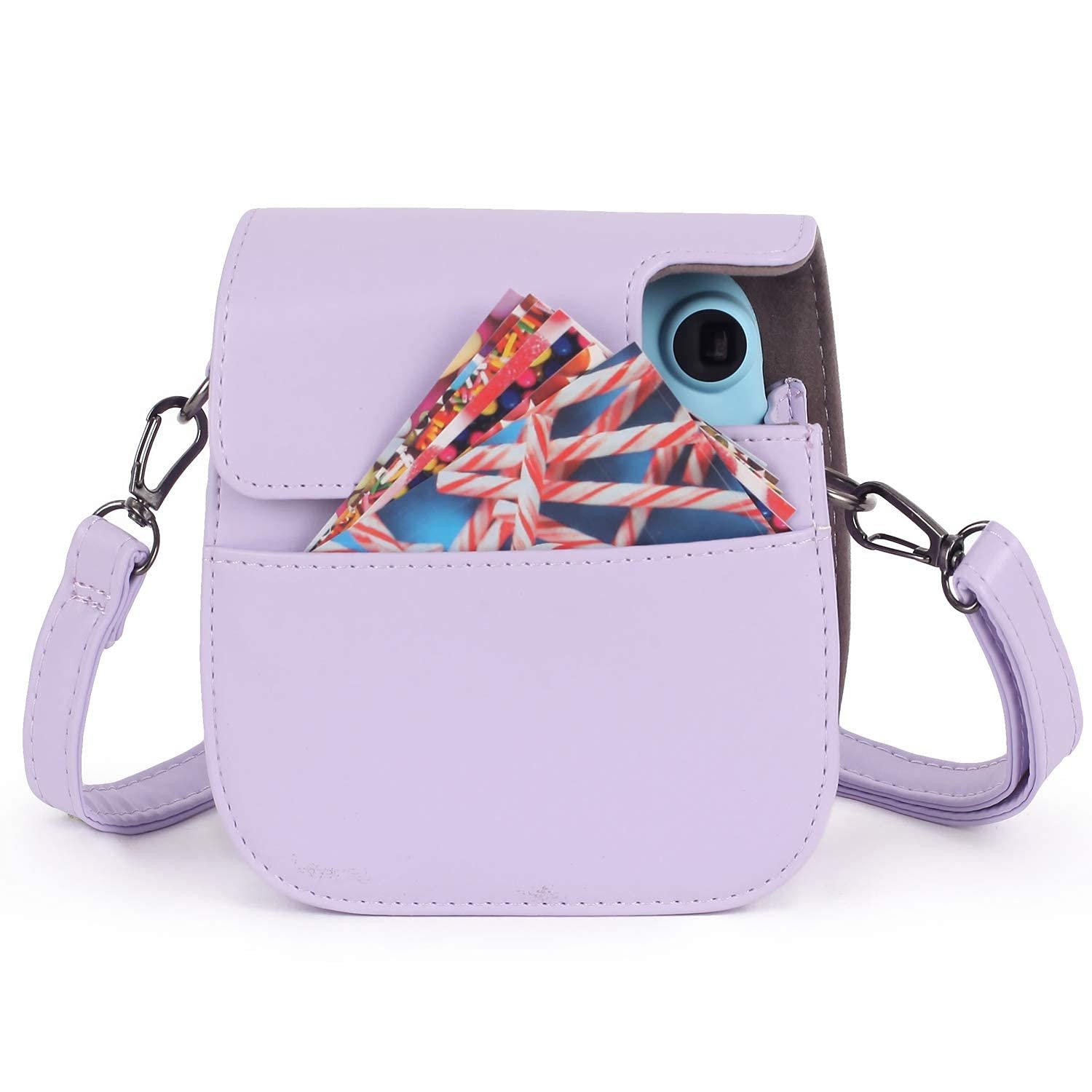 TEKTONIC Lilac Purple Instant Camera Case for Fujifilm Mini 11 & MIni 12 | PU Leather Protective Bag with Pocket & Adjustable Shoulder Strap - Image 5