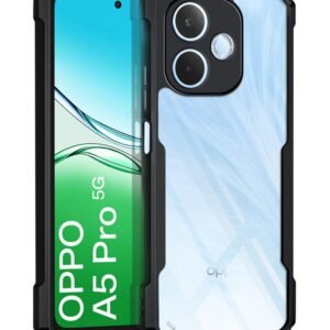 WOW IMAGINE Shock Proof Clear Protective Back Case for Oppo A5 Pro 5G – AirEDGE Technology | 360 Degree Camera Protection | Transparent Hybrid Back Case Mobile Cover – Black