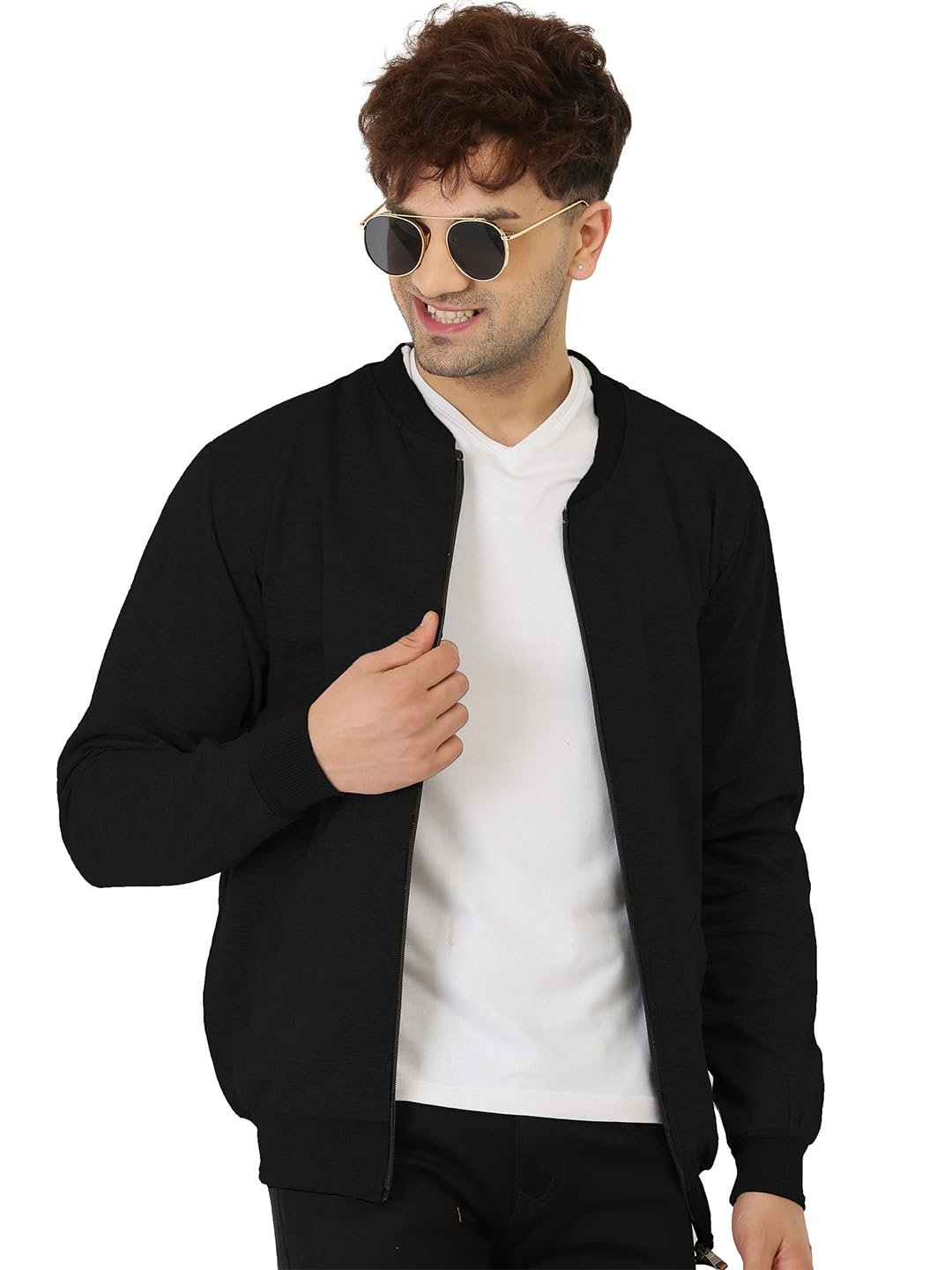 LEOTUDE Full Sleeve Regular Fit Fleece Bomber Winter Jacket For Mans