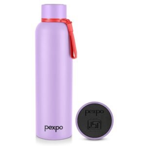 Pexpo Bravo 1000 Stainless Steel Water Bottle 980ml | Hot and Cold Flask | ISI Certified Steel Bottle | Triple Wall Insulation | Leakproof | for Home, Office | 1-Year Warranty | Orchid Purple
