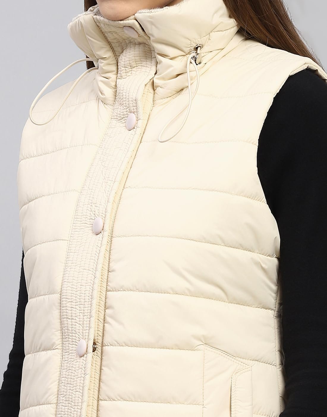 Monte Carlo Womens Solid Brown Collar Sleeveless Jacket - Image 8