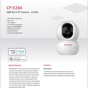 CP PLUS 2MP Full HD Wi-fi CCTV Camera | 360°View PT Camera | Motion Tracking | Cloud Monitoring | 2-Way Talk, Night Vision| Support SD Card (Up to 256 GB) | Privacy Mode – CP-E28A