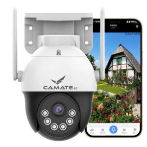 Camate Astro 4G SIM 3Mp Pan Tilt Zoom CCTV Camera, Outdoor Indoor Security Camera, Water Proof, 2 Way Talk, Motion Detect, Supports SD Card Up to 256 GB, Colored Night Vision, Alexa & Ok Google
