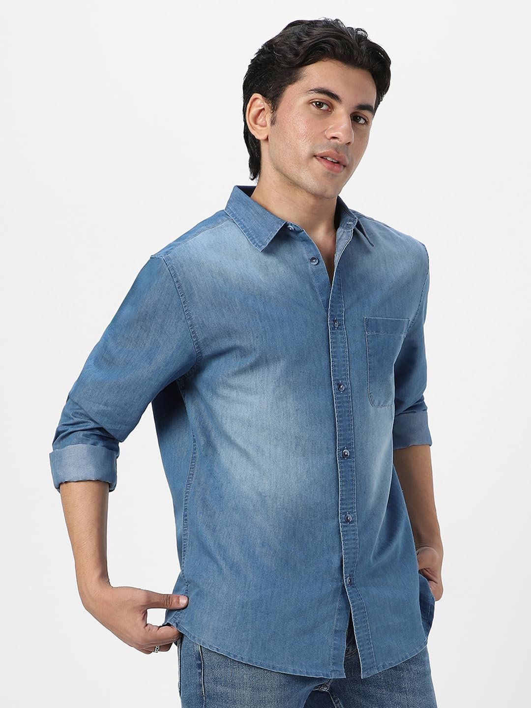 Urbano Fashion Men's Full Sleeve Regular Fit Casual Denim Shirt - Image 3