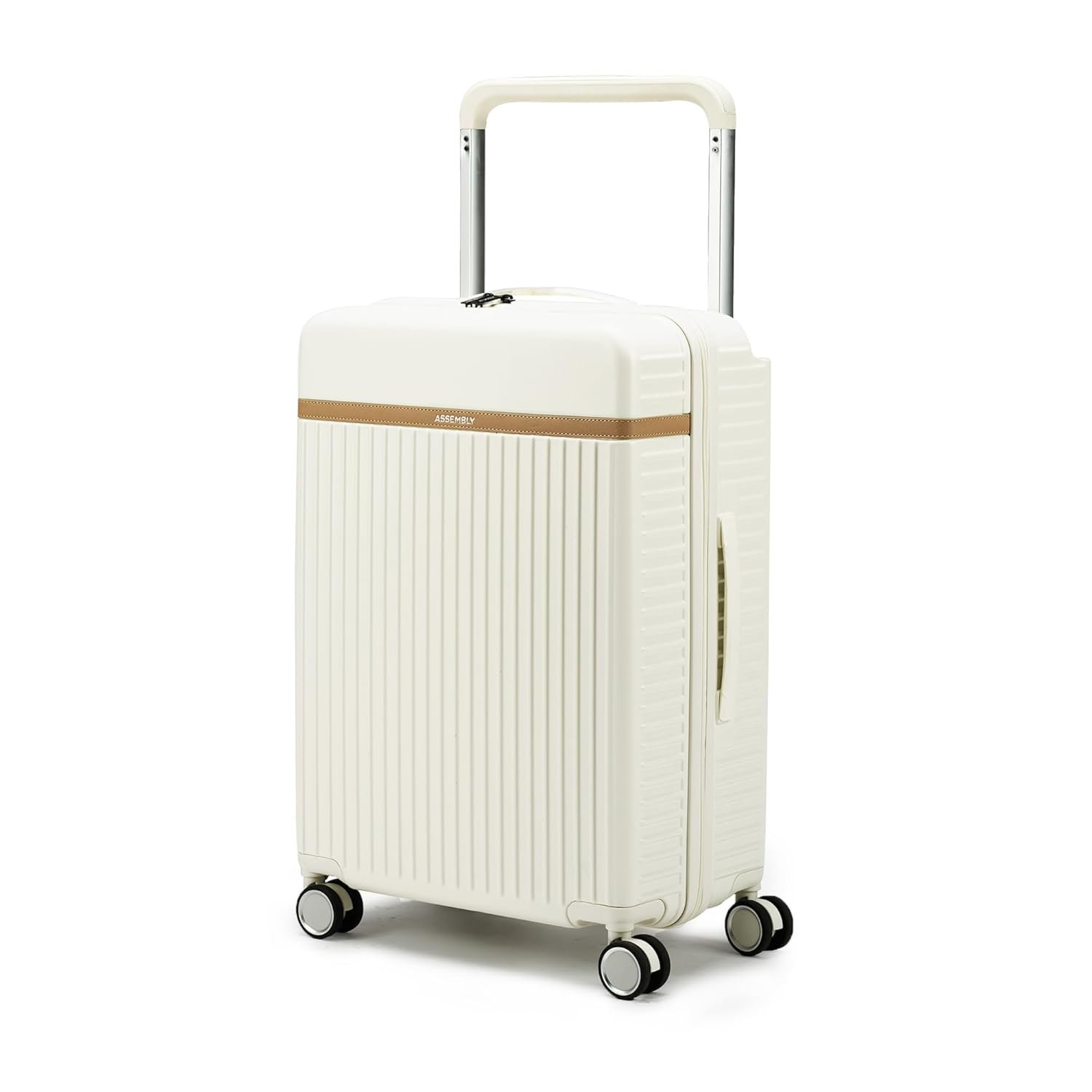 THE ASSEMBLY Polycarbonate (PC) 4 Wheels Spinner Hard-Sided Large Check-in Luggage - 28 Inches | Premium Wide Handle Trolley Bag with TSA Lock&Packing Organisers -Rover-Moon-White(110 Liters) - Rover