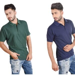 Men’s Solid Polo T-Shirts Pack of 2 Premium Cotton Blend, Half Sleeves, Regular Fit Casual Collared Tees
