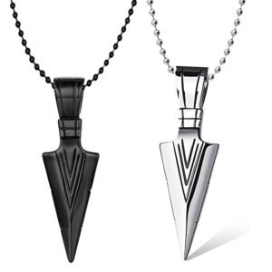 Okos Men’s Fashion Jewellery Solid Spear Point Arrowhead Pendant Necklace With Chain For Boys and Men PD1000875