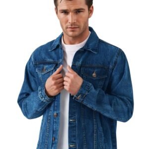 KOTTY Men’s Classic Denim Jacket – Buttoned Front|Regular Fit|Long Sleeves|Distressed Detailing|Casual Outerwear