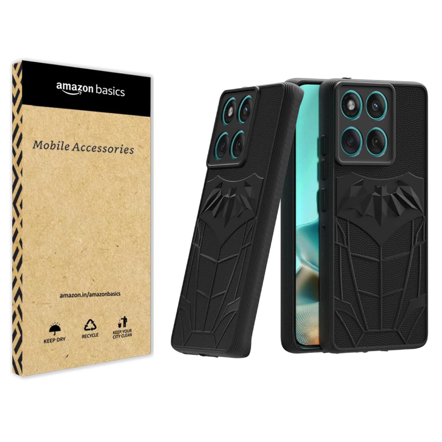 Amazon Brand - Solimo Back Cover for Moto Edge 60 Fusion 5G | 3D Silicon with Cloth | Shockproof | Stylish Bumper Case (Black) - Image 2