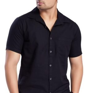 DIVISIVE Men’s Slim Fit Linen Half Sleeves Cotton Casual Shirt